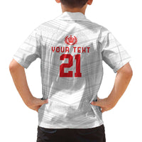 Custom Pacific Rugby Spirit Family Matching Off The Shoulder Long Sleeve Dress and Hawaiian Shirt Tonga Ngatu Pride White Edition - Polynesian Pride