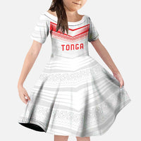 Custom Pacific Rugby Spirit Family Matching Off Shoulder Maxi Dress and Hawaiian Shirt Tonga Ngatu Pride White Edition - Polynesian Pride