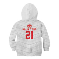 Custom Pacific Rugby Spirit Kid Hoodie Tonga Ngatu Pride White Edition LT9 - Polynesian Pride