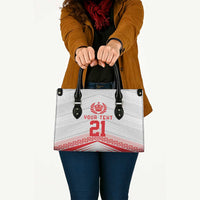 Custom Pacific Rugby Spirit Leather Bag Tonga Ngatu Pride White Edition LT9 - Polynesian Pride