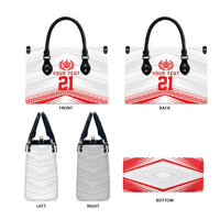 Custom Pacific Rugby Spirit Leather Bag Tonga Ngatu Pride White Edition LT9 - Polynesian Pride
