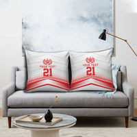 Custom Pacific Rugby Spirit Pillow Cover Tonga Ngatu Pride White Edition LT9 - Polynesian Pride