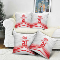 Custom Pacific Rugby Spirit Pillow Cover Tonga Ngatu Pride White Edition LT9 - Polynesian Pride