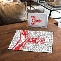 Custom Pacific Rugby Spirit Puzzle Tonga Ngatu Pride White Edition - Polynesian Pride