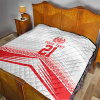 Custom Pacific Rugby Spirit Quilt Tonga Ngatu Pride White Edition - Polynesian Pride