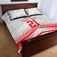Custom Pacific Rugby Spirit Quilt Bed Set Tonga Ngatu Pride White Edition - Polynesian Pride