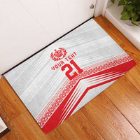 Custom Pacific Rugby Spirit Rubber Doormat Tonga Ngatu Pride White Edition - Polynesian Pride
