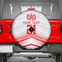 Custom Pacific Rugby Spirit Spare Tire Cover Tonga Ngatu Pride White Edition - Polynesian Pride