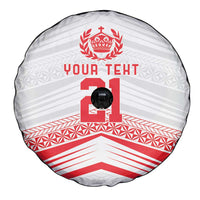 Custom Pacific Rugby Spirit Spare Tire Cover Tonga Ngatu Pride White Edition - Polynesian Pride