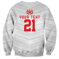 Custom Pacific Rugby Spirit Sweatshirt Tonga Ngatu Pride White Edition - Polynesian Pride