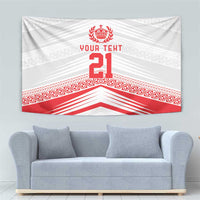 Custom Pacific Rugby Spirit Tapestry Tonga Ngatu Pride White Edition - Polynesian Pride