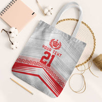 Custom Pacific Rugby Spirit Tote Bag Tonga Ngatu Pride White Edition - Polynesian Pride