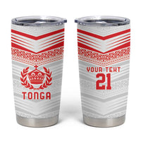 Custom Pacific Rugby Spirit Tumbler Cup Tonga Ngatu Pride White Edition LT9 White - Polynesian Pride