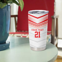 Custom Pacific Rugby Spirit Tumbler Cup Tonga Ngatu Pride White Edition LT9 - Polynesian Pride