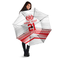 Custom Pacific Rugby Spirit Umbrella Tonga Ngatu Pride White Edition - Polynesian Pride