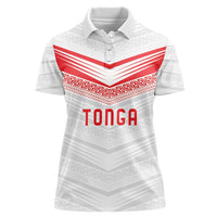 Custom Pacific Rugby Spirit Women Polo Shirt Tonga Ngatu Pride White Edition LT9 Female White - Polynesian Pride