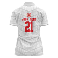 Custom Pacific Rugby Spirit Women Polo Shirt Tonga Ngatu Pride White Edition LT9 - Polynesian Pride