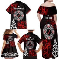 New Zealand Waitangi Day Personalised Family Matching Off Shoulder Maxi Dress and Hawaiian Shirt Aotearoa Te Ra O Waitangi With Maori Tattoo LT9 - Polynesian Pride