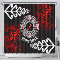 New Zealand Waitangi Day Personalised Shower Curtain Aotearoa Te Ra O Waitangi With Maori Tattoo LT9 - Polynesian Pride