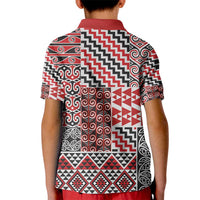 Aotearoa Kowhaiwhai Taniko Patchwork Motifs Kid Polo Shirt LT9 - Polynesian Pride