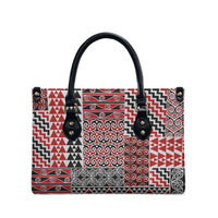 Aotearoa Kowhaiwhai Taniko Patchwork Motifs Leather Bag LT9 - Polynesian Pride