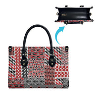 Aotearoa Kowhaiwhai Taniko Patchwork Motifs Leather Bag LT9 - Polynesian Pride