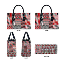 Aotearoa Kowhaiwhai Taniko Patchwork Motifs Leather Bag LT9 - Polynesian Pride