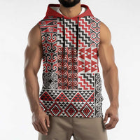 Aotearoa Kowhaiwhai Taniko Patchwork Motifs Sleeveless Hoodie - Polynesian Pride