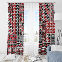 Aotearoa Kowhaiwhai Taniko Patchwork Motifs Window Curtain
