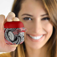 Aotearoa Maori Rugby Tribal Tattoo AirPods Case Kowhaiwhai Taniko Patchwork Motifs LT9 Red - Polynesian Pride
