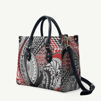 Aotearoa Maori Rugby Tribal Tattoo Leather Bag Kowhaiwhai Taniko Patchwork Motifs LT9 Red - Polynesian Pride