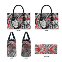 Aotearoa Maori Rugby Tribal Tattoo Leather Bag Kowhaiwhai Taniko Patchwork Motifs LT9 - Polynesian Pride