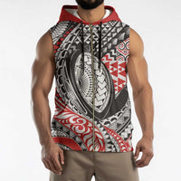 Aotearoa Maori Rugby Tribal Tattoo Sleeveless Zip Hoodie Kowhaiwhai Taniko Patchwork Motifs - Polynesian Pride