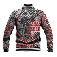 Aotearoa Maori Tribal Tattoo Baseball Jacket Kowhaiwhai Taniko Patchwork Motifs LT9 - Polynesian Pride