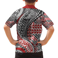 Aotearoa Maori Tribal Tattoo Kid Hawaiian Shirt Kowhaiwhai Taniko Patchwork Motifs LT9 - Polynesian Pride