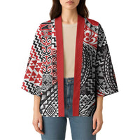 Aotearoa Maori Tribal Tattoo Kimono Kowhaiwhai Taniko Patchwork Motifs - Polynesian Pride