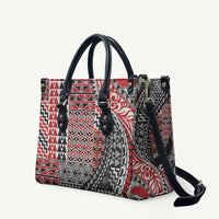 Aotearoa Maori Tribal Tattoo Leather Bag Kowhaiwhai Taniko Patchwork Motifs LT9 Red - Polynesian Pride