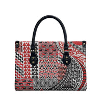 Aotearoa Maori Tribal Tattoo Leather Bag Kowhaiwhai Taniko Patchwork Motifs LT9 - Polynesian Pride