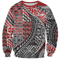 Aotearoa Maori Tribal Tattoo Sweatshirt Kowhaiwhai Taniko Patchwork Motifs