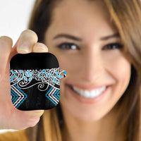 Blue Aotearoa Tukutuku Manawa Tapu AirPods Case Ta Moko Toi Maori LT9 Blue - Polynesian Pride