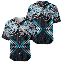 Blue Aotearoa Tukutuku Manawa Tapu Baseball Jersey Ta Moko Toi Maori LT9 - Polynesian Pride