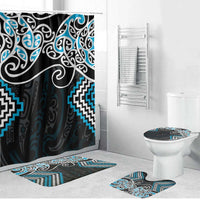 Blue Aotearoa Tukutuku Manawa Tapu Bathroom Set Ta Moko Toi Maori LT9 Bathroom Set (4 pcs) Blue - Polynesian Pride