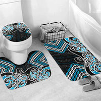 Blue Aotearoa Tukutuku Manawa Tapu Bathroom Set Ta Moko Toi Maori LT9 Mat Set Only (3 pcs) One Size Blue - Polynesian Pride
