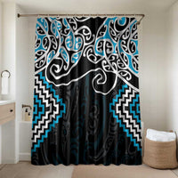 Blue Aotearoa Tukutuku Manawa Tapu Bathroom Set Ta Moko Toi Maori LT9 Shower Curtain Only Blue - Polynesian Pride