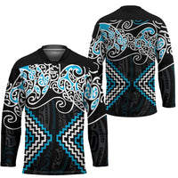 Blue Aotearoa Tukutuku Manawa Tapu Hockey Jersey Ta Moko Toi Maori LT9 - Polynesian Pride