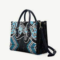 Blue Aotearoa Tukutuku Manawa Tapu Leather Bag Ta Moko Toi Maori LT9 Blue - Polynesian Pride
