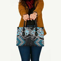 Blue Aotearoa Tukutuku Manawa Tapu Leather Bag Ta Moko Toi Maori LT9 - Polynesian Pride