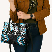 Blue Aotearoa Tukutuku Manawa Tapu Leather Bag Ta Moko Toi Maori LT9 - Polynesian Pride