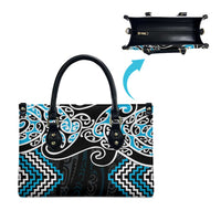 Blue Aotearoa Tukutuku Manawa Tapu Leather Bag Ta Moko Toi Maori LT9 - Polynesian Pride