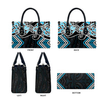 Blue Aotearoa Tukutuku Manawa Tapu Leather Bag Ta Moko Toi Maori LT9 - Polynesian Pride